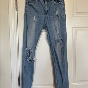 Wax Jean Blue Skinny Distressed Jeans